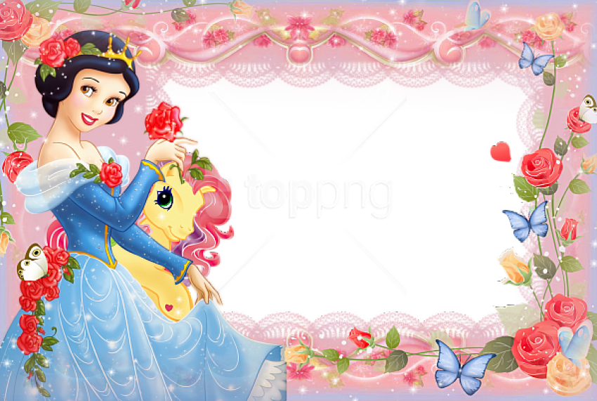 Free Png Girls Transparent Frame With Princess Snow - Snow White Frame Png (850x571), Png Download