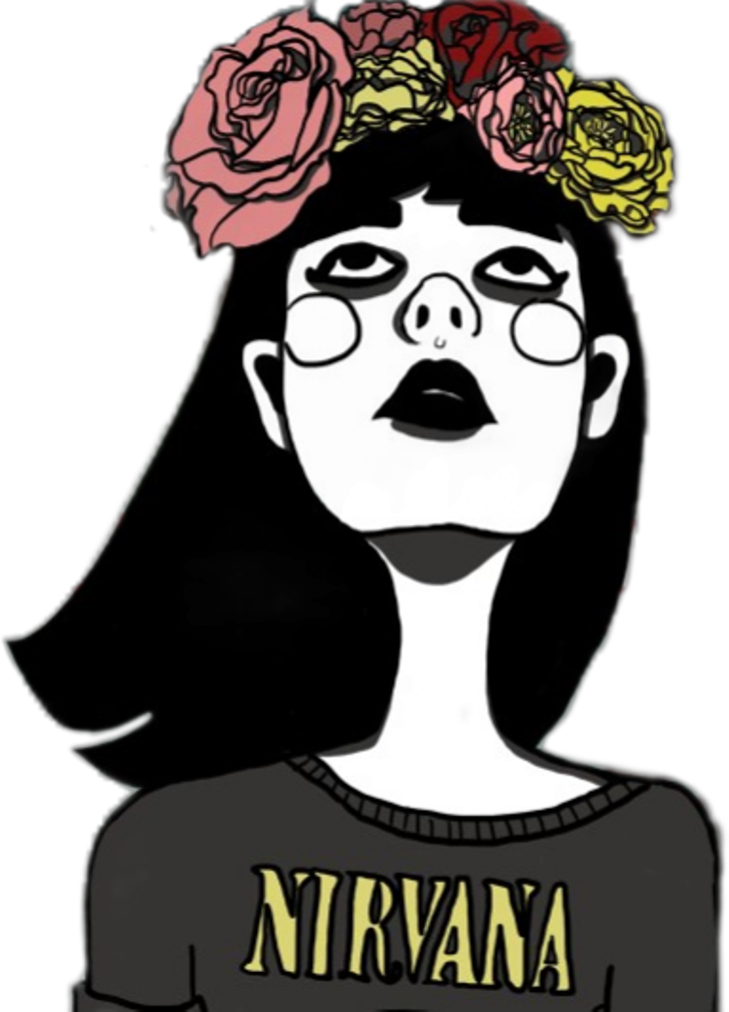 Download art drawing nirvana tumblr girl flowercrown Imagenes