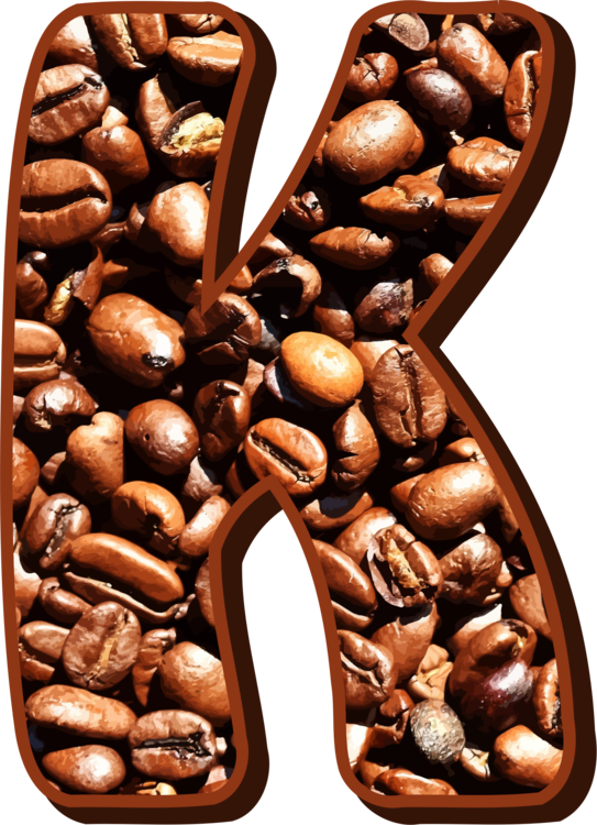 Coffee Bean Cafe Espresso Coffee Roasting - Coffee Bean Letter K (543x750), Png Download