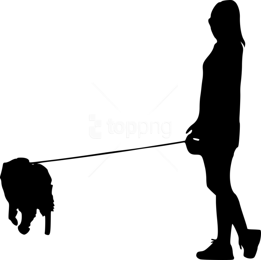 Free Png Dog Walking Silhouette Png - People Walking Dog Silhouette (850x846), Png Download