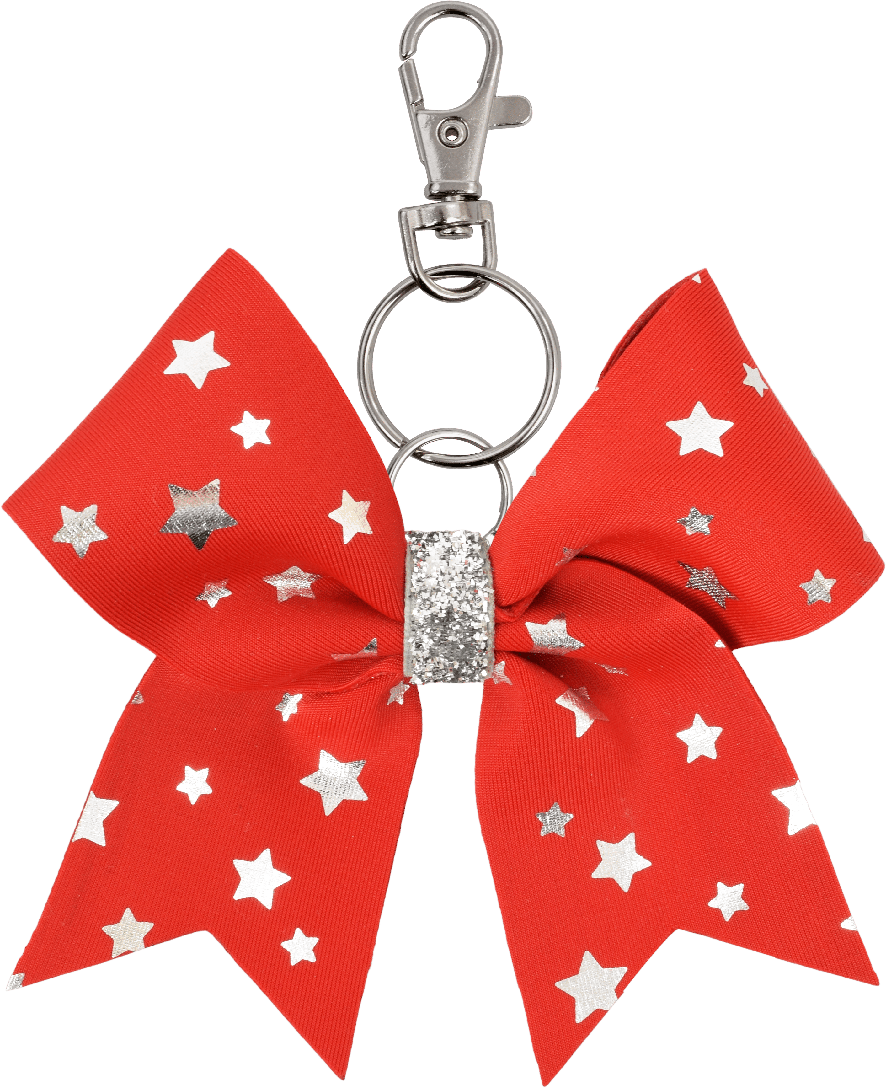 Red Foiled Stars I Love Cheer® Bow Keyring - Keychain (4767x4767), Png Download