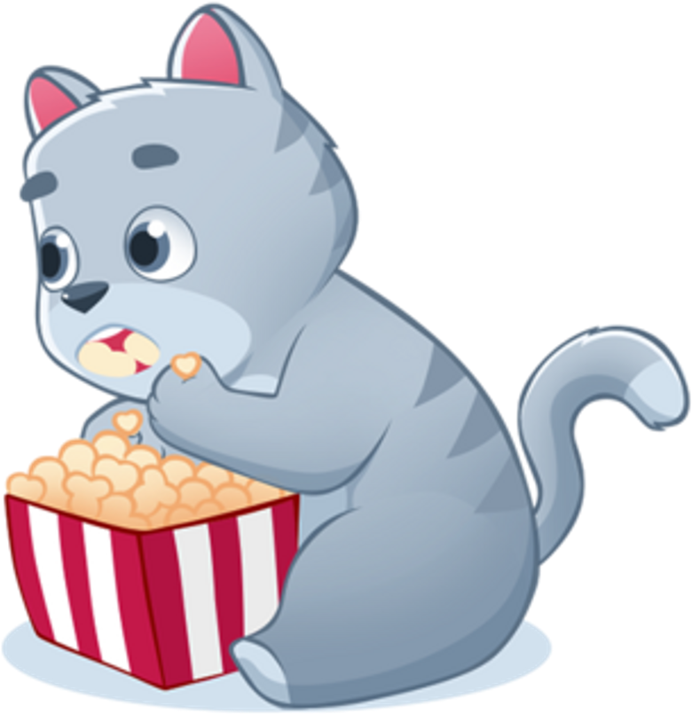 #popcorn #cat #movie #movies #cats #sticker #sickers - Illustration (1024x1024), Png Download