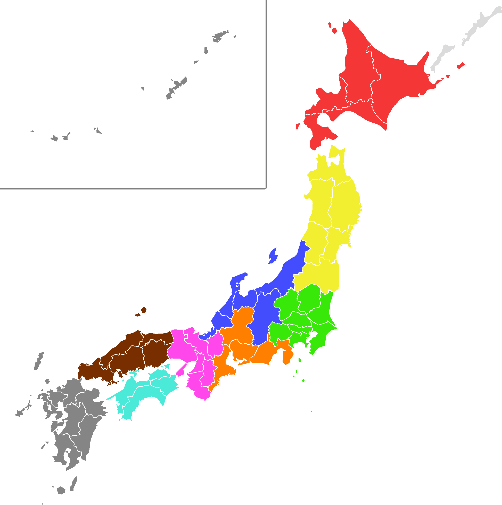 Japanese Football Regions Colored - Japan Meiji Restoration Map (2000x2000), Png Download