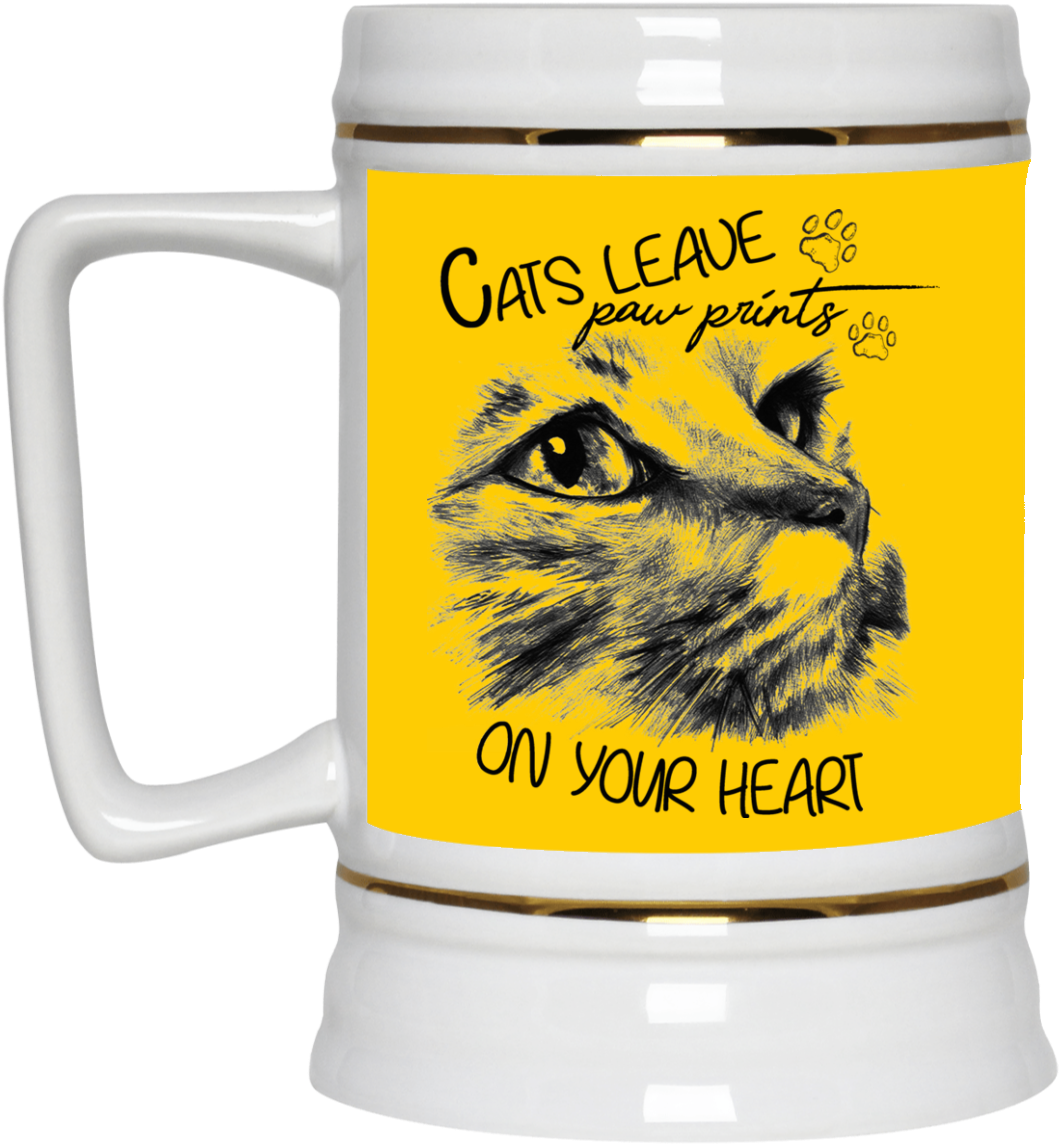 Cats Leave Paw Prints On Your Heart Cat Mug - Cat Tattoo Design (1155x1155), Png Download
