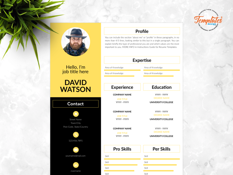 Resume Template For Word And Pages "david Watson" - Template (800x600), Png Download