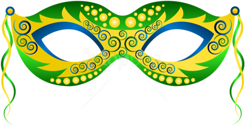 Free Png Download Green Yellow Carnival Mask Clipart - Masks Mardi Gras Clip Art (850x441), Png Download