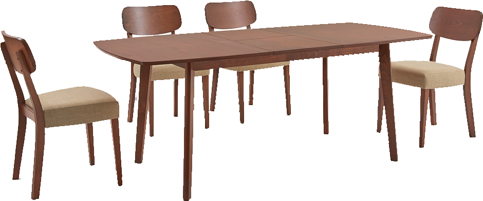Wooden Table With Butterfly Extension And Fabric Upholstered - Kitchen & Dining Room Table (1000x438), Png Download
