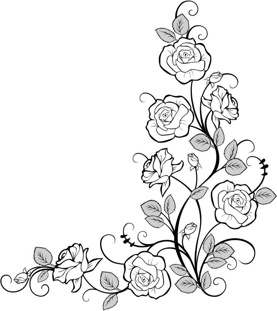 #frames #frame #corner #corners #borders #border #roses - Drawing Border Design Flower (1024x1079), Png Download