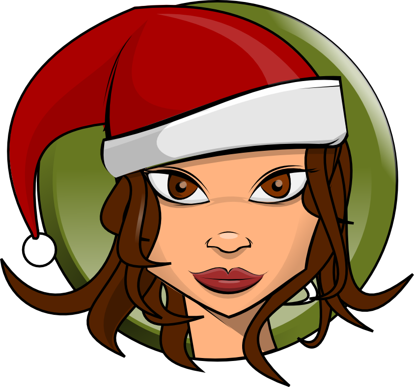 Free Woman Wearing Santa Hat Clip Art - Mujer Navidad En Caricatura (843x788), Png Download
