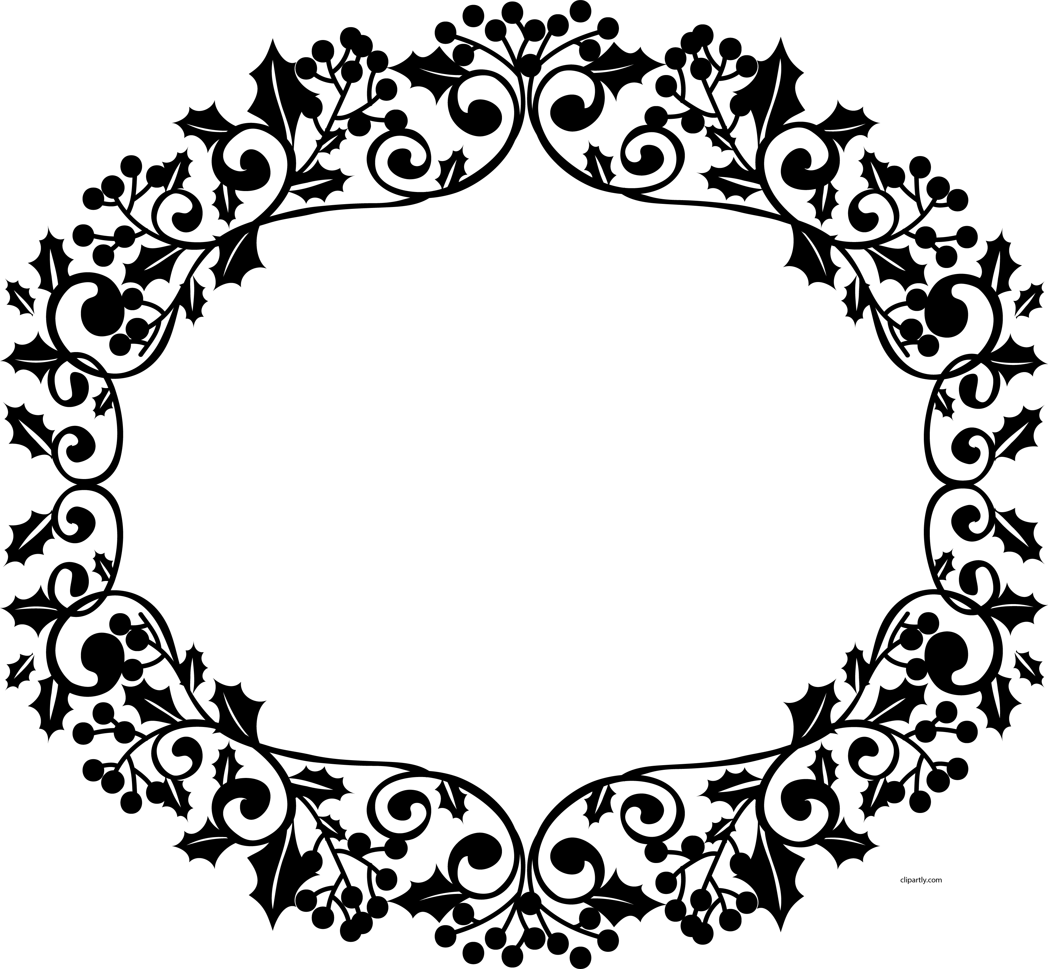 Christmas Border Flower Clipart Png - Circle (3351x3099), Png Download