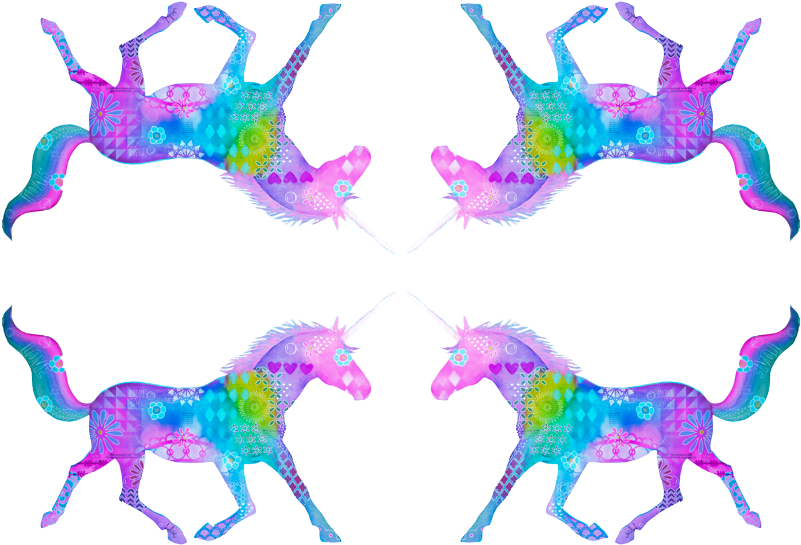 Mixed Media Colorful Unicorn Silhouette Wallpaper - Mane (800x574), Png Download