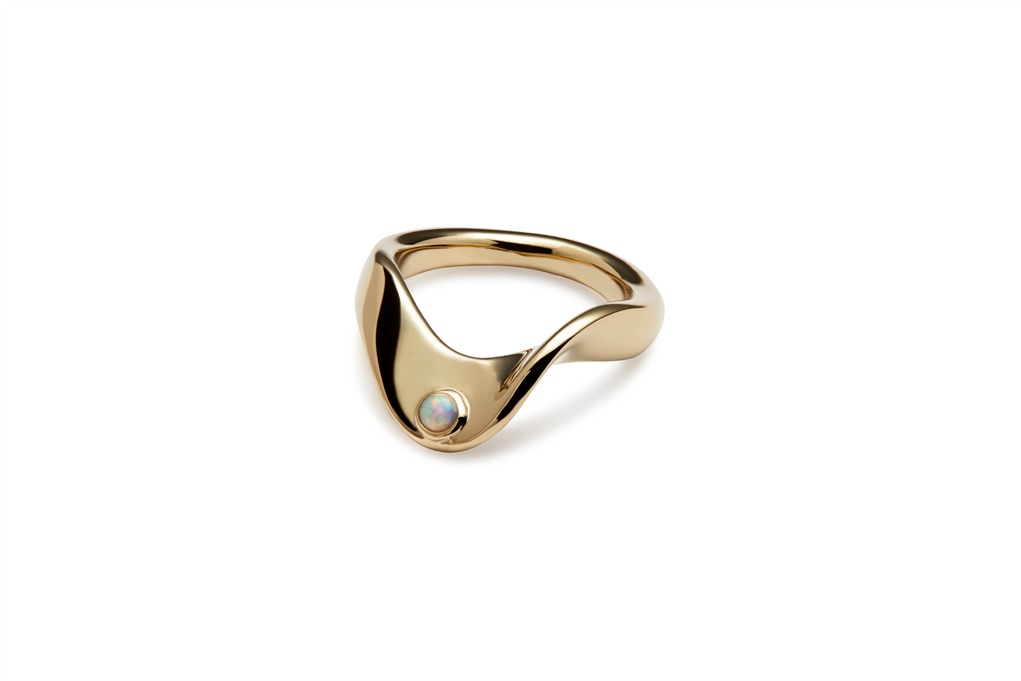 Trine Tuxen - Wave Ring - Opal - Gold Plated - Ring (1020x1410), Png Download