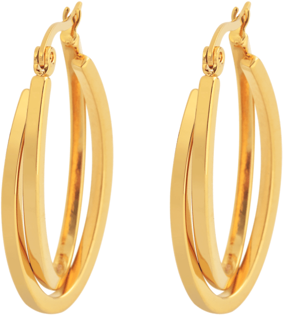 Download 18k Gold-plated Oval Hoop Earrings PNG Image with No