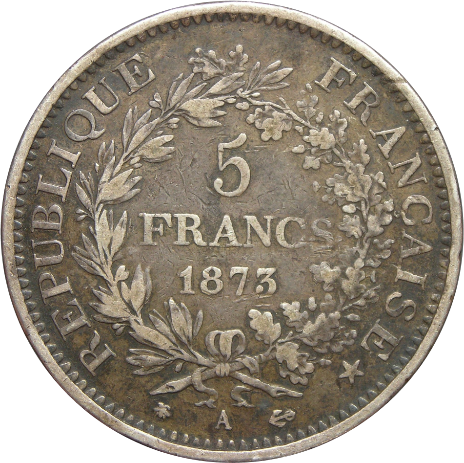 1870-1889 France 5 Francs Silver Crown (1000x1000), Png Download
