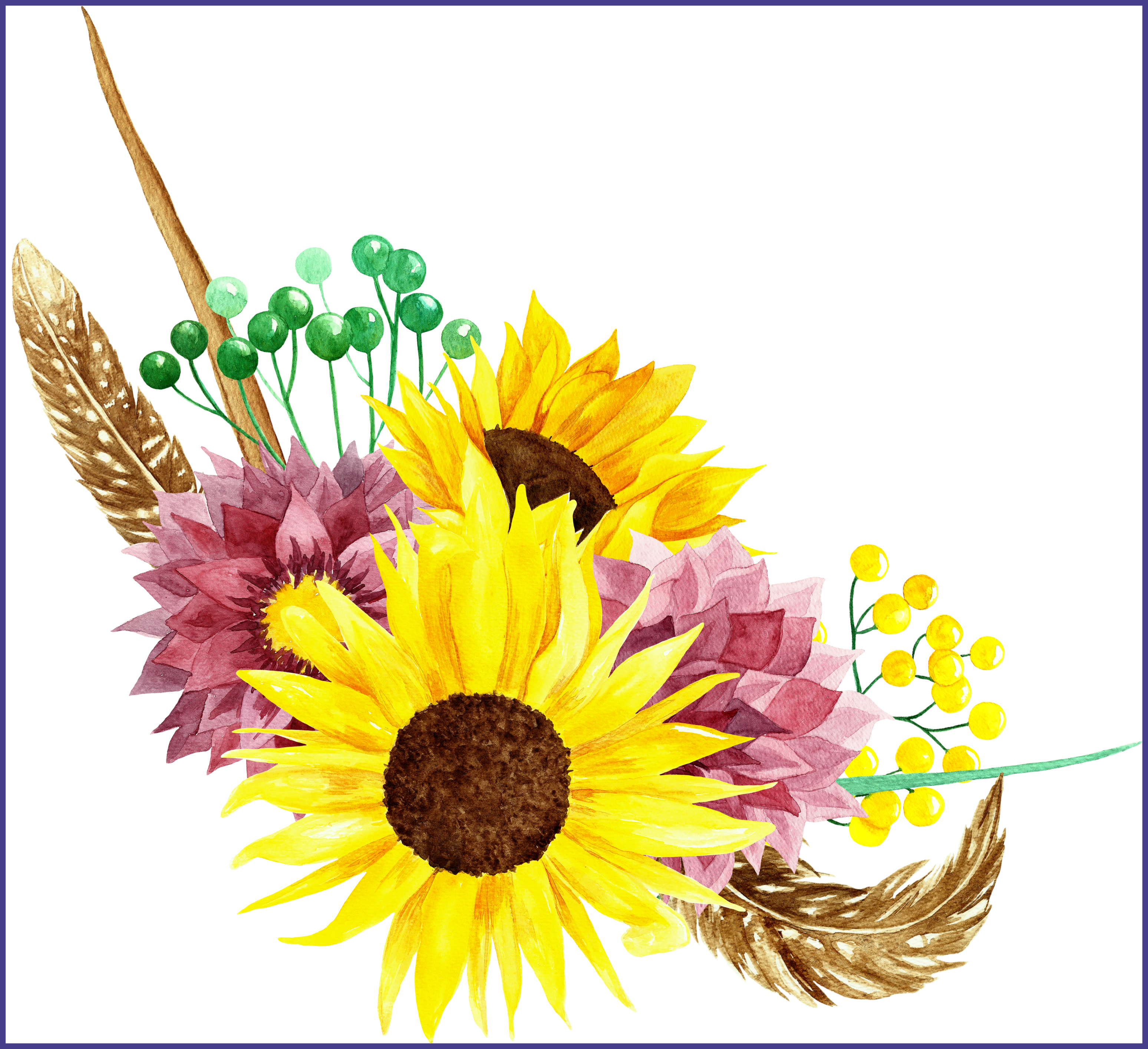 Awesome Watercolor Bouquets Flowers For Png Leaves - Wedding Flowers Clipart Png (3096x2830), Png Download