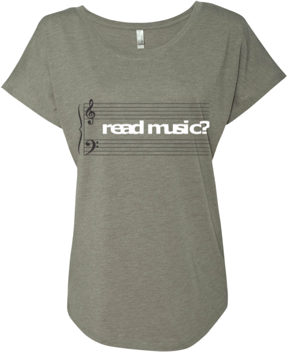 Read Music Grand Staff Ladies Dolman Sleeve Shirt - Sleeve (1155x1155), Png Download