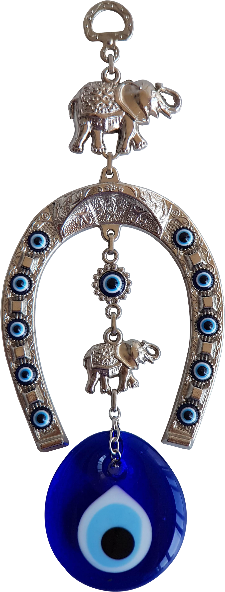 Bead Global Turkish Blue Evil Eye Horse Shoe With Elephant - Locket (1920x2560), Png Download