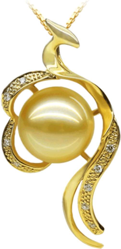 Golden Phoenix Pearl Necklace - Pendant (1080x1080), Png Download