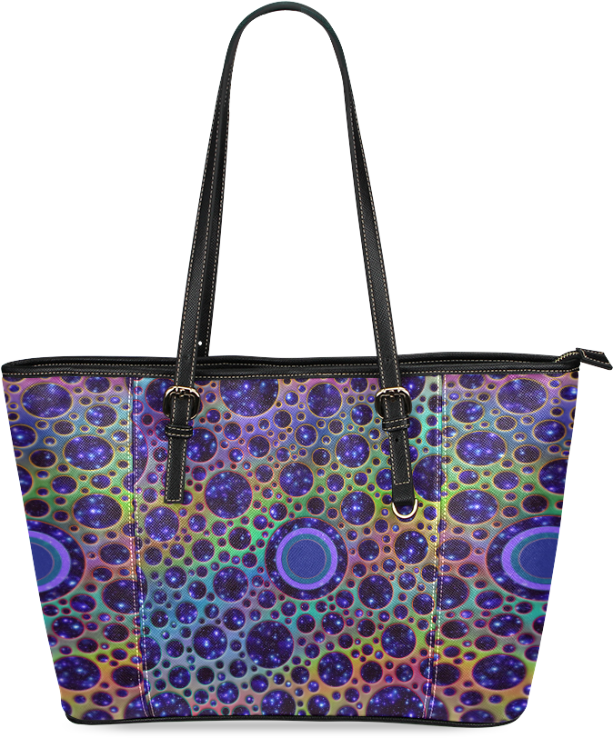 Universe Dots Grid Colored Pattern Leather Tote Bag/small - Handbag (1000x1000), Png Download