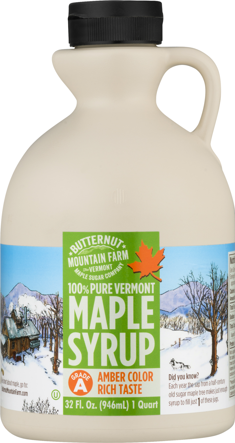 Butternut Mountain Farm 100% Pure Vermont Maple Syrup, - Water Bottle (1800x1800), Png Download