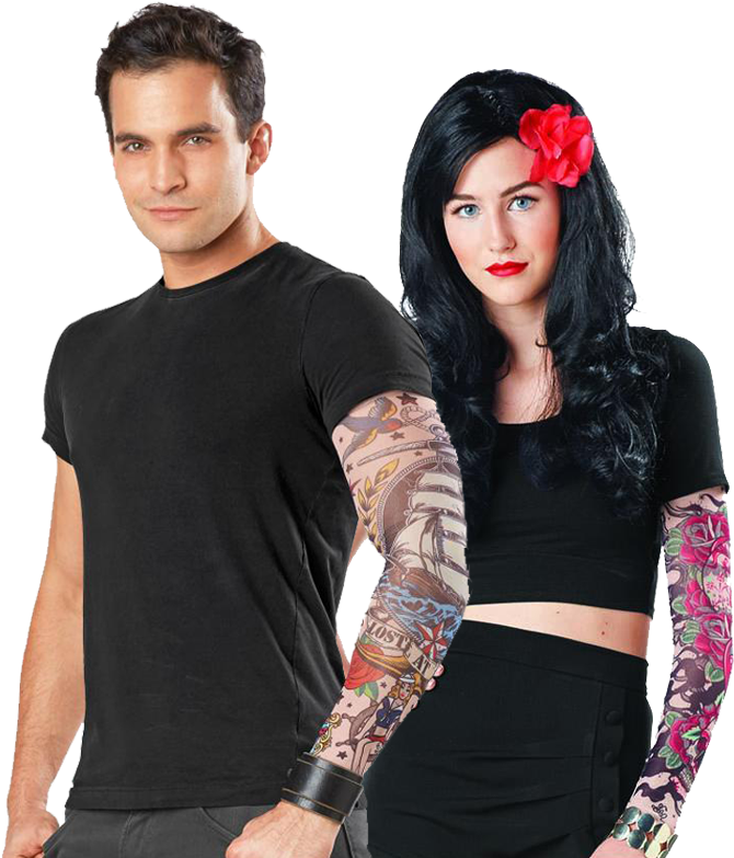 Single Tattoo Sleeve - Girl (701x788), Png Download