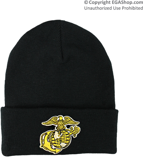 Black With Yellow Eagle, Globe And Anchor At The Ega - Beanie (600x600), Png Download