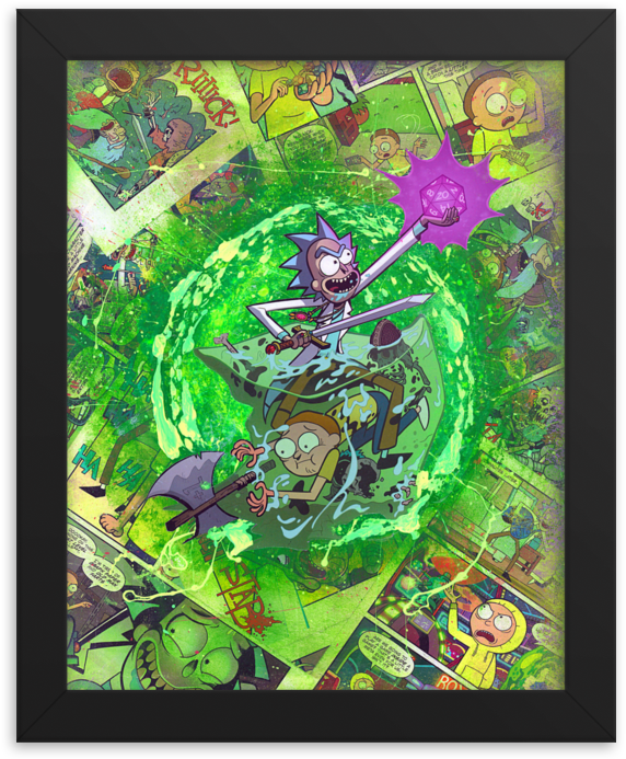 Rick And Morty Dungeons & Dragons Comic Canvas Framed - Still Life (1000x1000), Png Download