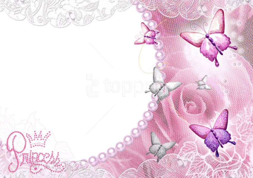 Free Png Pink Transparent Frame With Butterflies Background - Fondos Invitaciones 15 Años (850x598), Png Download