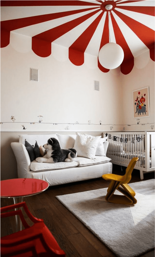 Download The Ceiling Painted With Radial Red And White Stripes