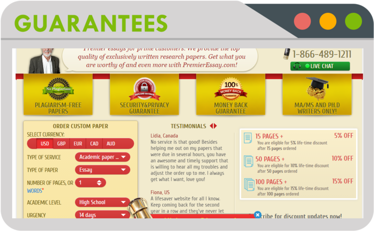 Guarantees From Premier Essay - Web Page (800x508), Png Download