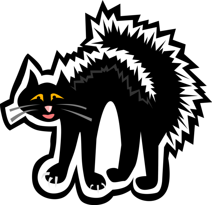 Vector Illustration Of Halloween Black Cat Associated - Black Cat (721x700), Png Download
