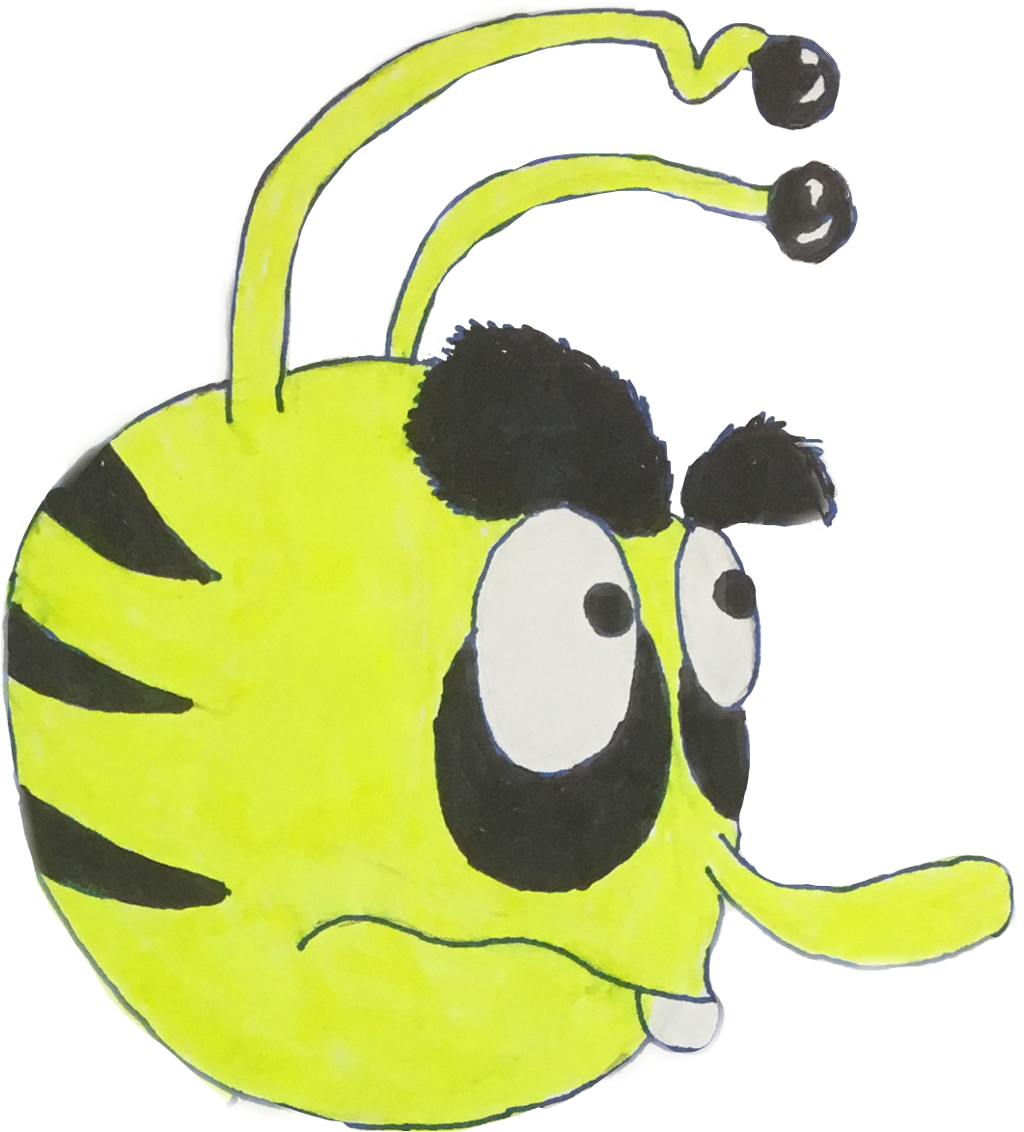 #yellow #bee #cartoon #angry #insect #drawing #highlighter - Cartoon (1024x1132), Png Download