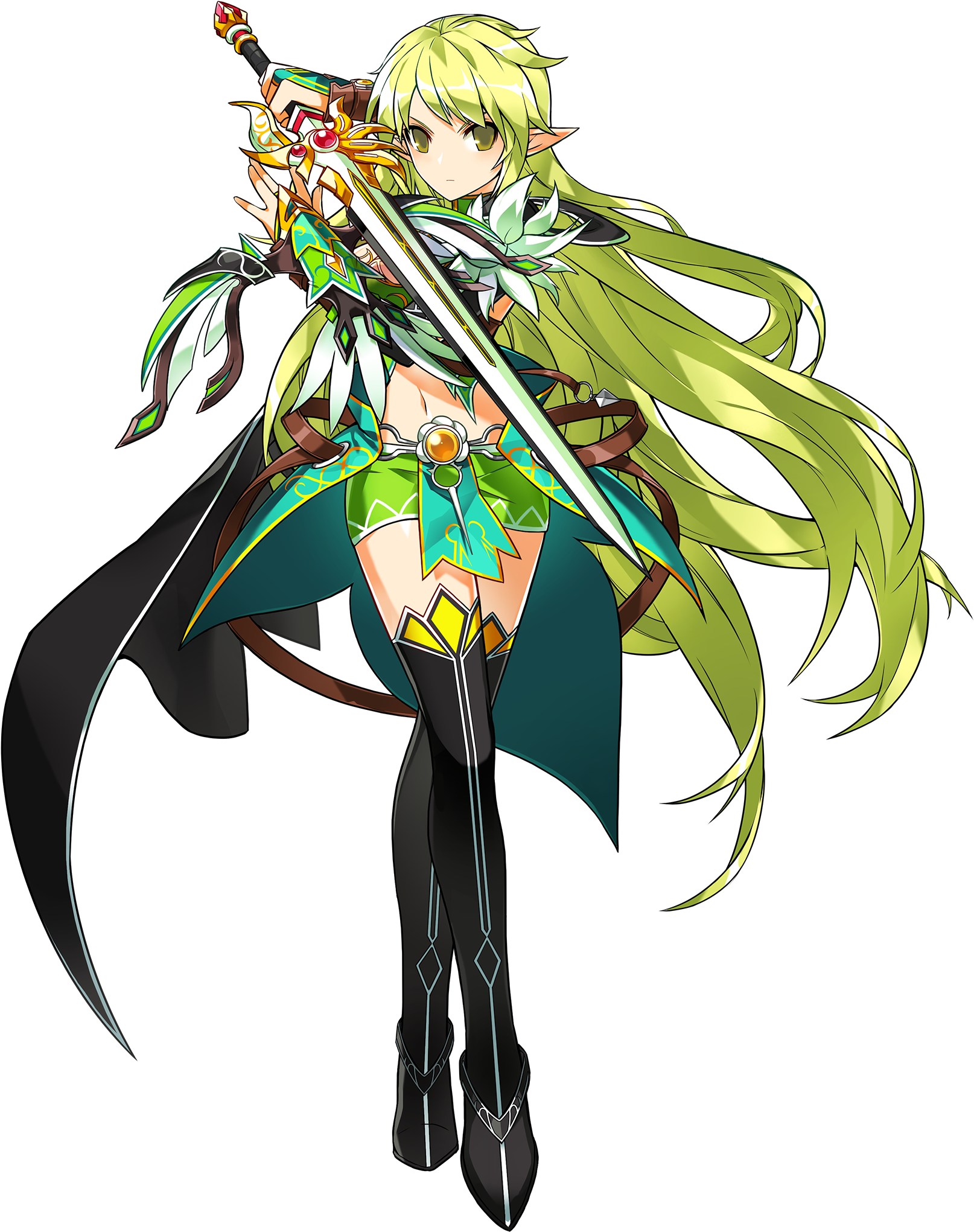 Elsword Transparent Cartoon Girl Holding Sword Png - Rena Night Watcher (1756x2201), Png Download