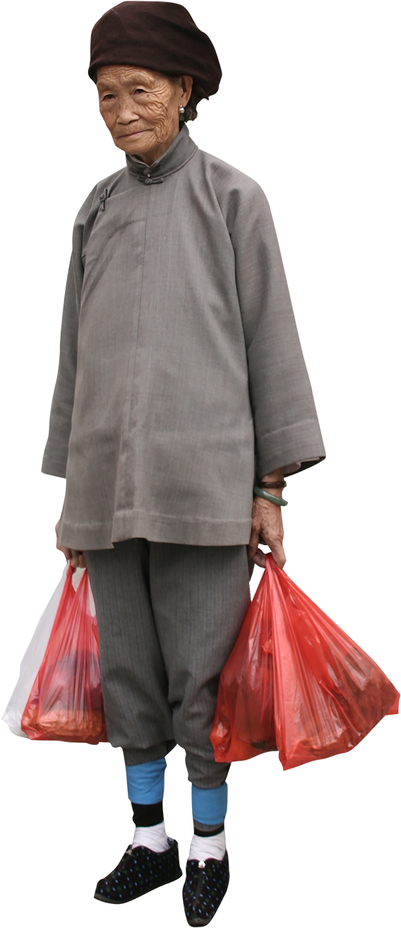 Carrying Bags Of Produce Through The Streets Of Kunming, - Girl (1200x1500), Png Download