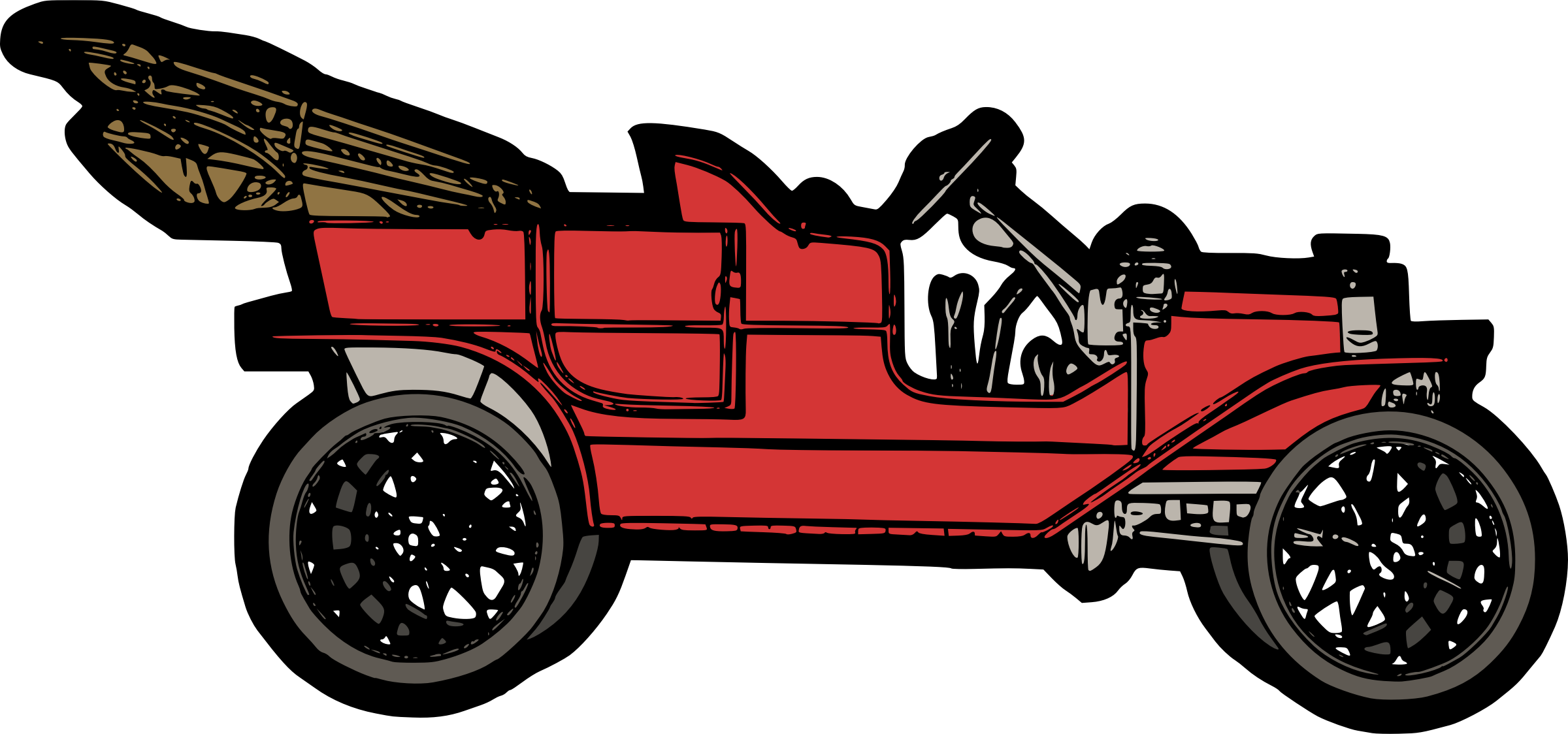 Big Image - Model T Clipart Red (2400x1124), Png Download