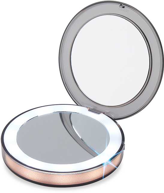 Portable Compact Mini Mirror With Lights Rechargeable - Led Miroir De Maquillage Mini 3x Compact Grossissant (800x800), Png Download