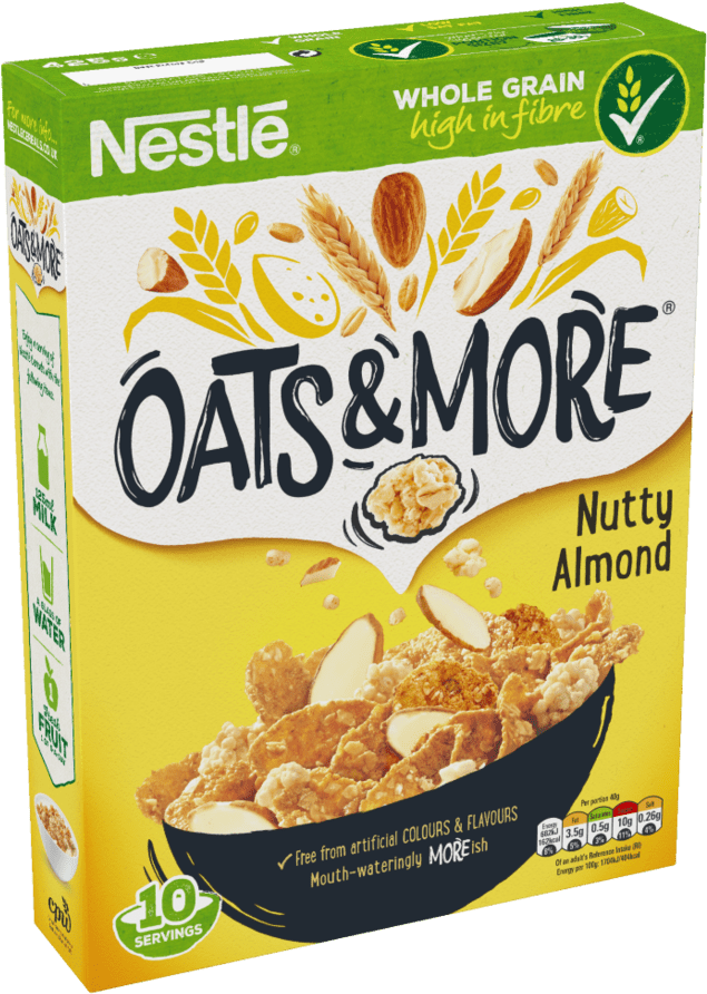 Almond Oats And More Cereal Box - Nestle Oats And More (752x1003), Png Download