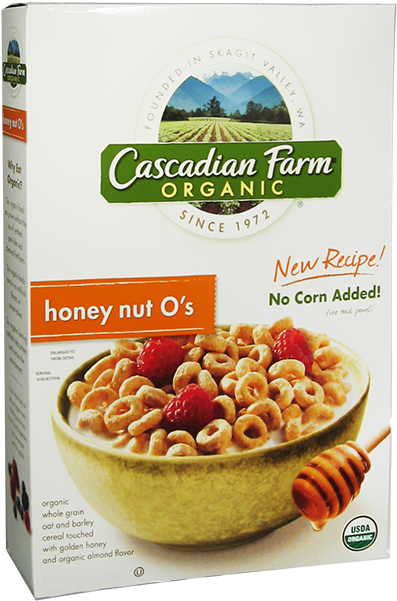 Cascadian Farm Organic Honey Nut Os Cereal Box-9 - Organic Cereal Box (650x650), Png Download