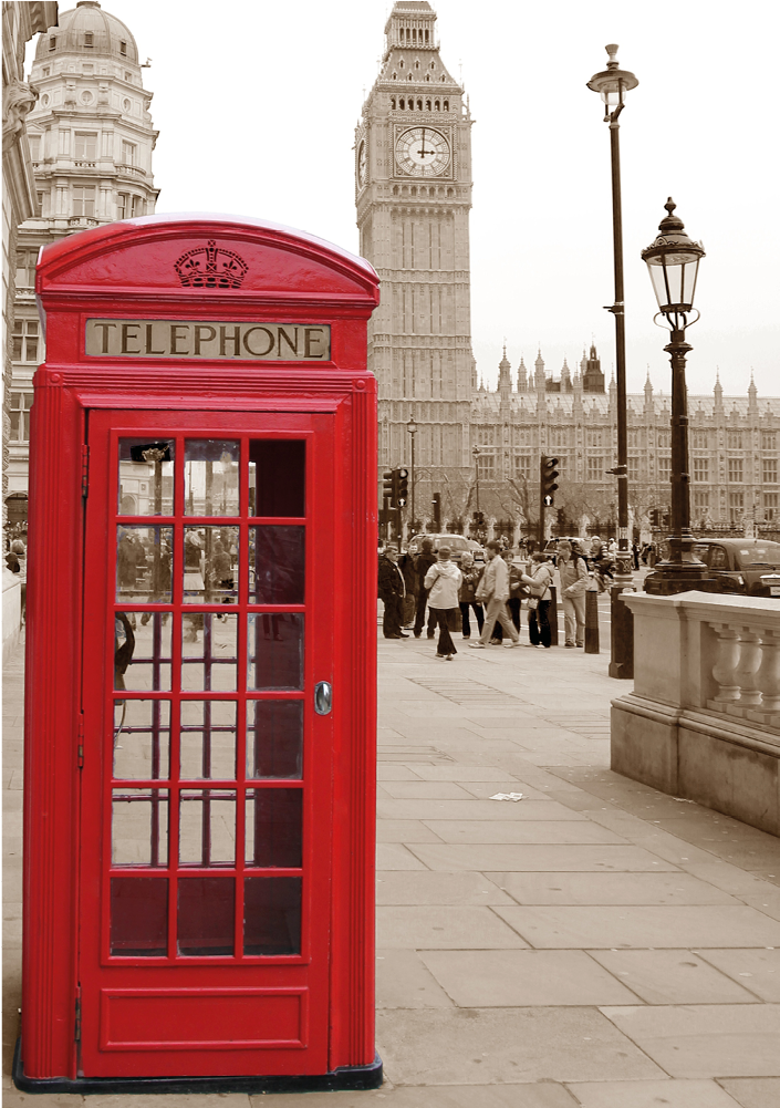 Big Ben - Telephone Box - Lon076 - British Wallpapers I Phone (1000x1000), Png Download