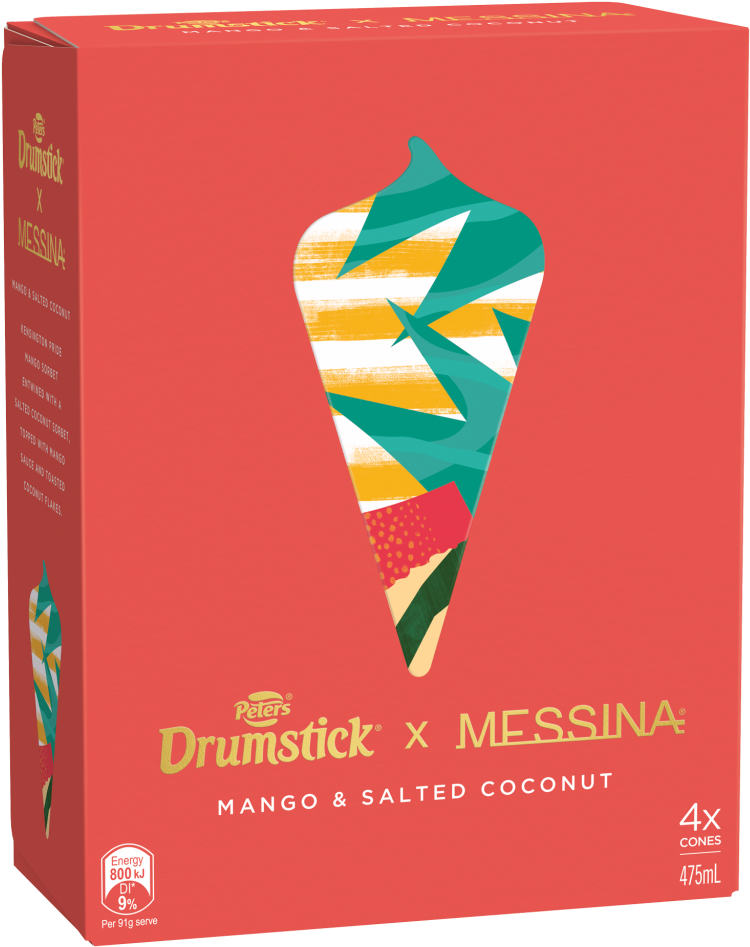 Fresh Kensington Pride Mango Sorbet Entwined With Murray - Messina Drumstick (858x1024), Png Download