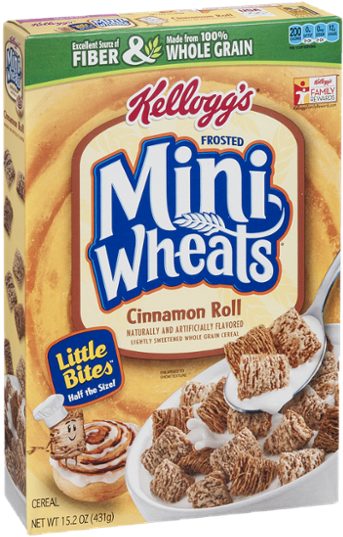Kellogg's Frosted Mini Wheats Cinnamon Roll Little - Strawberry Mini Wheats Cereal (600x600), Png Download