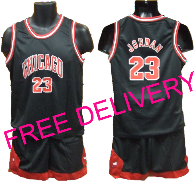 Kids Nba Chicago Bulls Black Jordan Player Uniforms - Number (698x705), Png Download