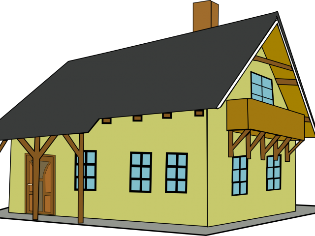 Old House Clipart Colonial House - Cartoon Farm House Png (640x480), Png Download