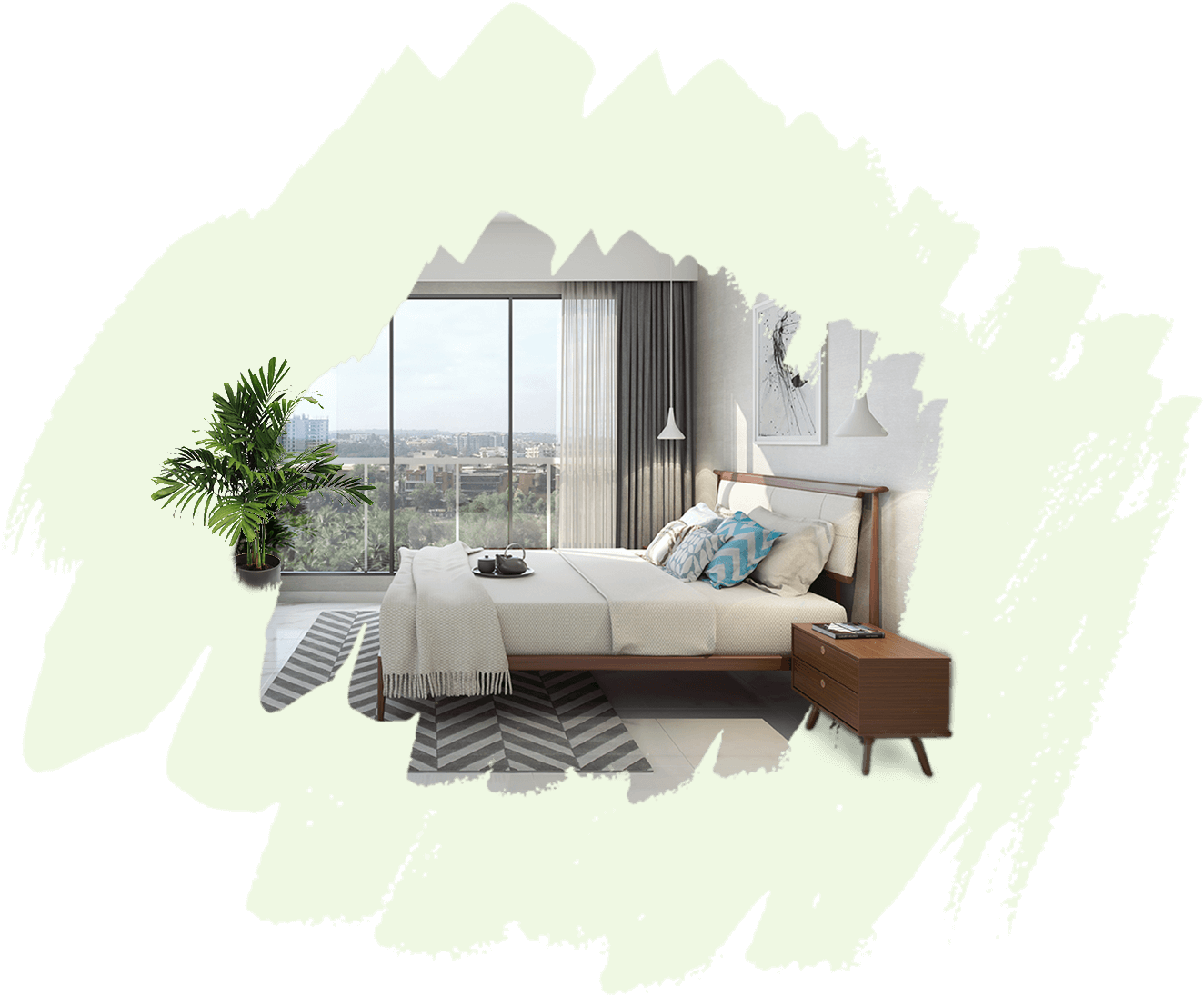 Living-room - Interior Design (1324x1096), Png Download