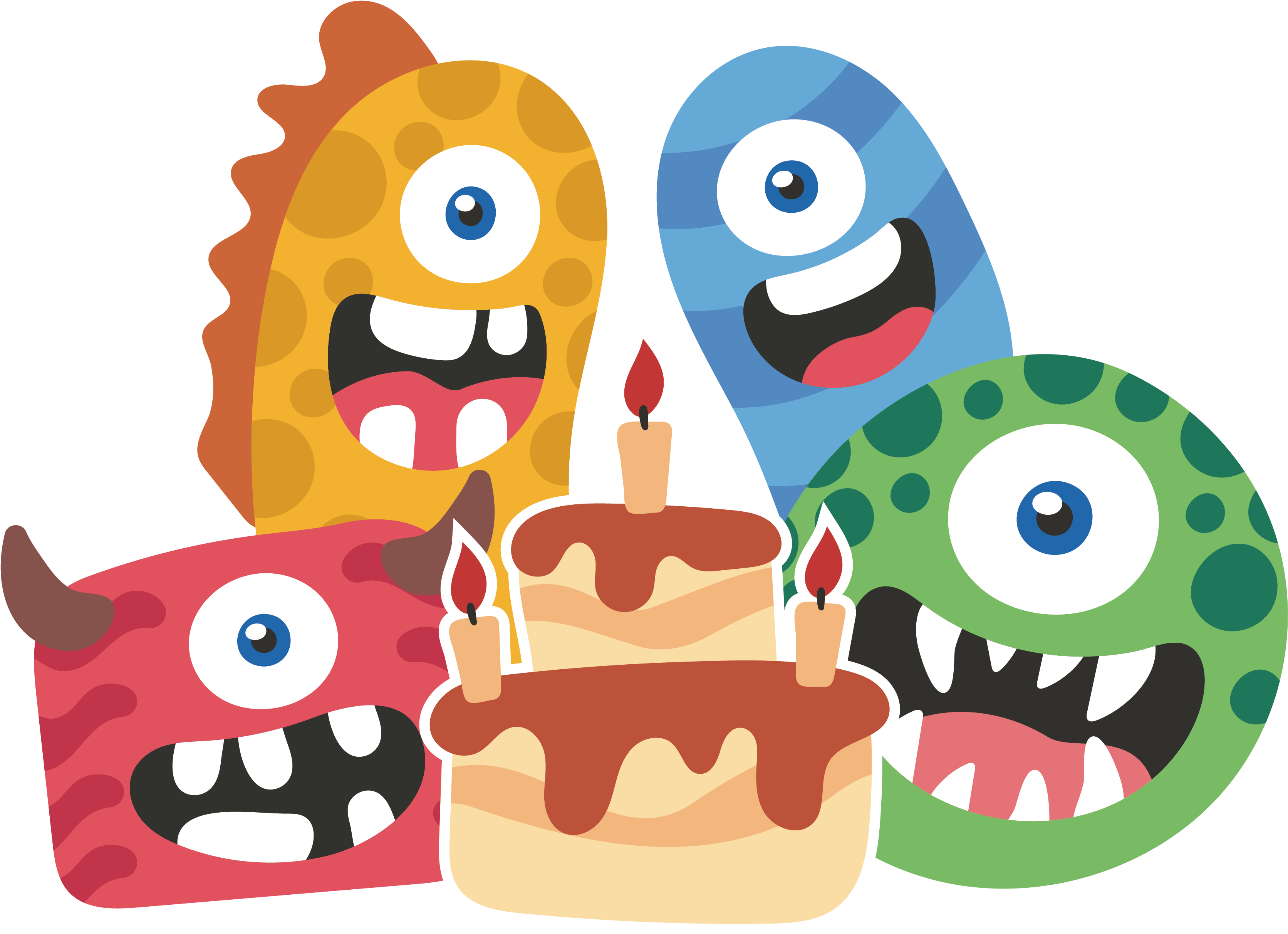 Birthday Party Cartoon - Cute Monster Birthday Png (3636x2467), Png Download