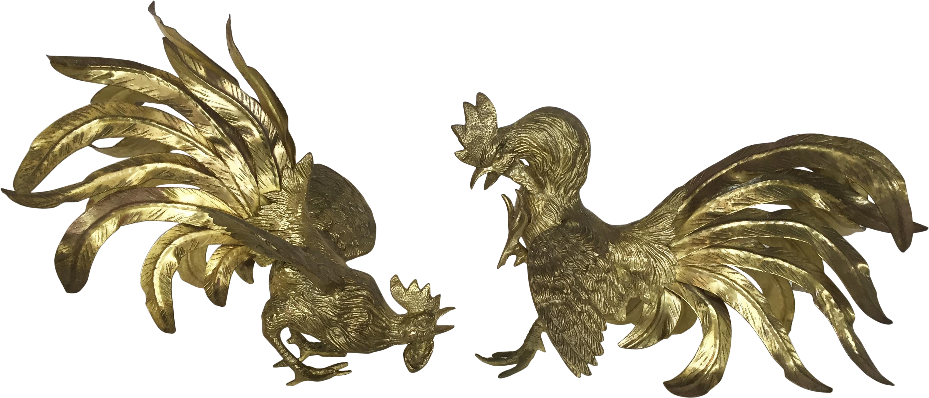 Italian Brass A Pair Chairish - Rooster (3506x1503), Png Download