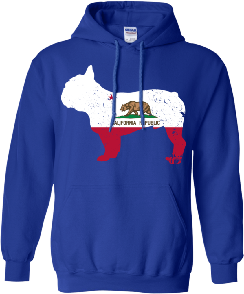 French Bulldog California Flag Pullover Hoodie 8 Oz - M&m Pulli (1024x1024), Png Download