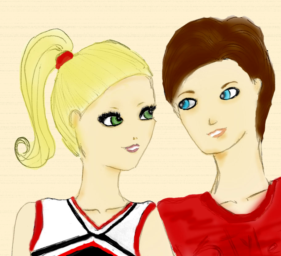 Quinn And Kurt - Cartoon (912x829), Png Download