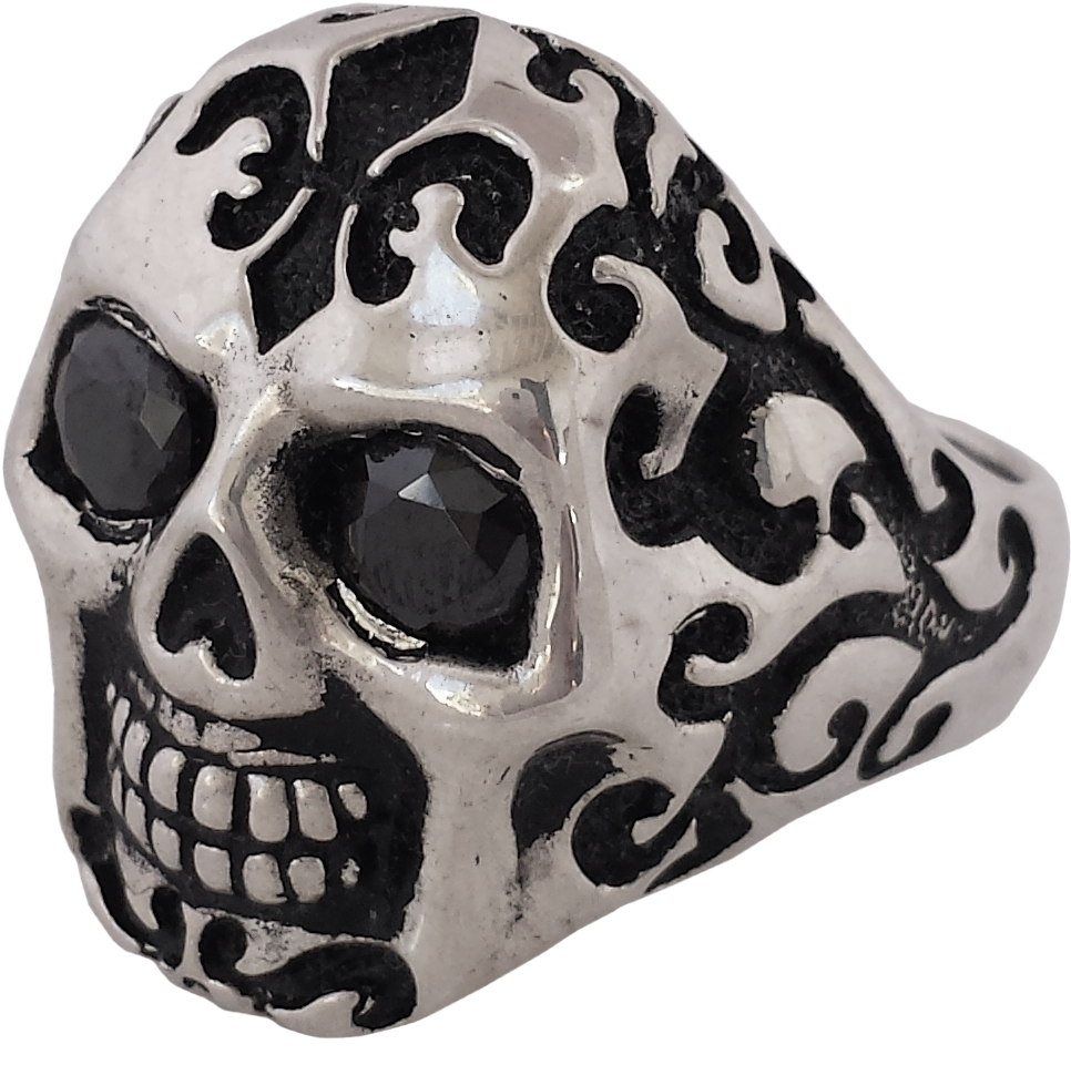 New- Badass Giant Sugar Skull Ring In Sterling Silver - Skull (1206x1260), Png Download
