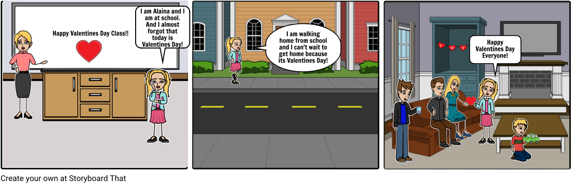 Family Valentines Day - Cartoon (1164x385), Png Download